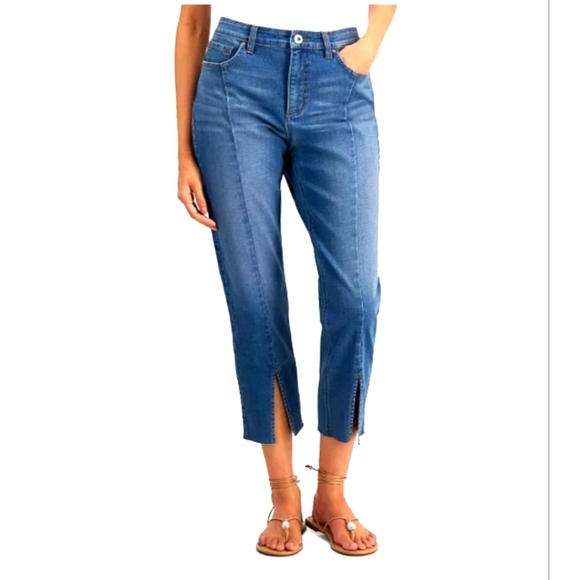INC | Women's High Rise Slit-Hem Crop Jeans. - Picture 7 of 7